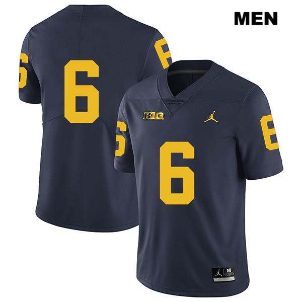 Men's NCAA Michigan Wolverines Michael Sessa #6 No Name Navy Jordan Brand Authentic Stitched Legend Football College Jersey VL25C57UA
